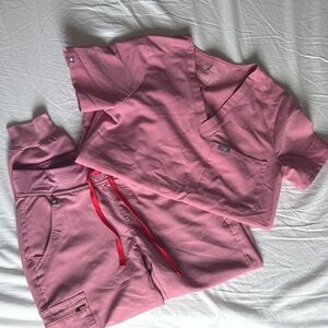 Figs V-Neck Pink Scrub Top